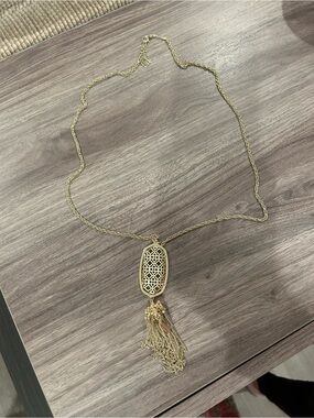 Kendra Scott Gold Filigree Pendant Tassel Necklace